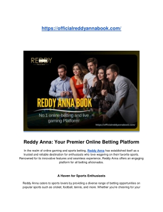Reddy Anna: Your Premier Online Betting Platform