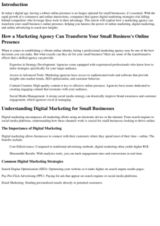 How a Marketing Agency Can Transform Your Small Business's Online Presence