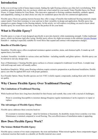 Flexible Epoxy for Wood Floors: A Unique Solution for Your Home