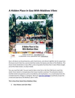 A Hidden Place in Goa With Maldives Vibes