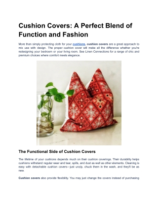 Cushion Covers | A Perfect Blend of Function and Fashion