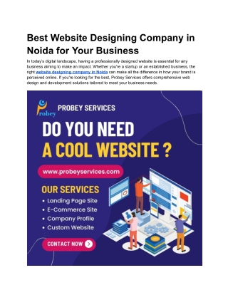 Best Website Designing Company in Noida for Your Business