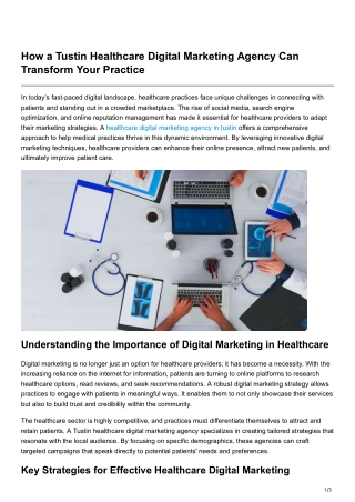 How a Tustin Healthcare Digital Marketing Agency Can Transform Your Practice