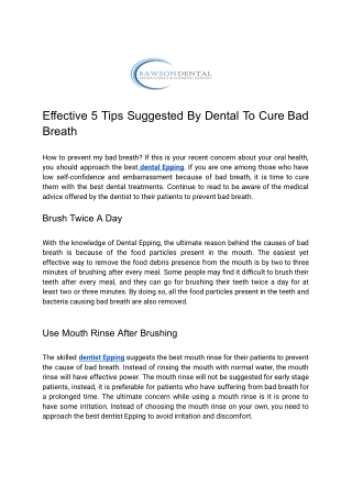 Effective 5 Tips Suggested By Dental To Cure Bad Breath