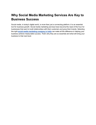 Why Social Media Marketing Services Are Key to Business Success