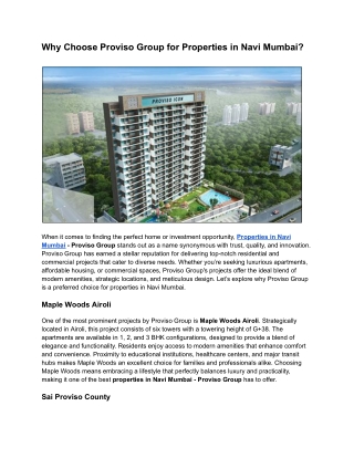 Why Choose Proviso Group for Properties in Navi Mumbai