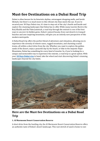 Must-See Destinations on a Dubai Road Trip