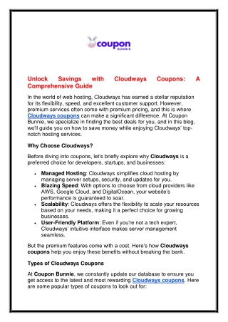 Unlock Savings with Cloudways Coupons A Comprehensive Guide