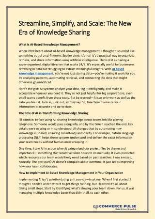 Streamline Simplify and Scale  The New Era of Knowledge Sharing