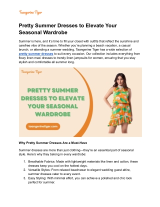 Pretty Summer Dresses to Elevate Your Seasonal Wardrobe