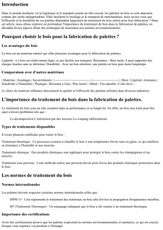 “L’importance du traitement du bois dans la fabrication de palettes.”