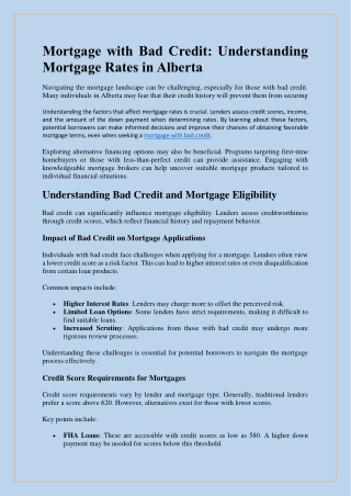 Mortgage with Bad Credit Understanding Mortgage Rates in Alberta