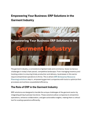 Empowering Your Business ERP Solutions in the Garment Industry