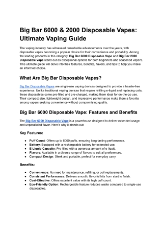 Big Bar 6000 & 2000 Disposable Vapes_ Ultimate Vaping Guide