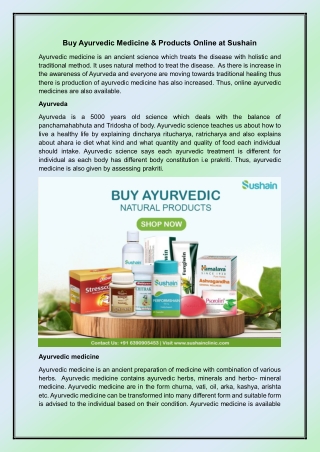 Buy Ayurvedic Medicine & Products Online at Sushain