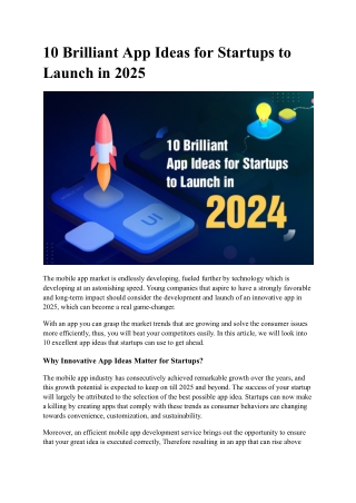 10 Brilliant App Ideas for Startups to Launch in 2025