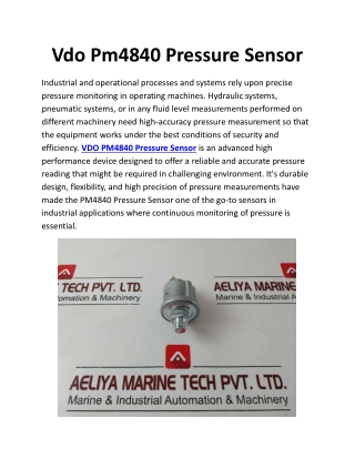 Vdo Pm4840 Pressure Sensor