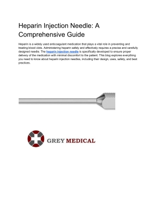 Heparin Injection Needle_ A Comprehensive Guide
