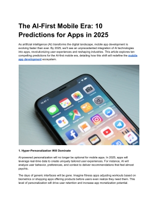 The AI-First Mobile Era - 10 Predictions for Apps in 2025