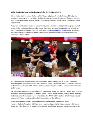 WRU Backs Gatland as Wales Coach for 2025 Six Nations