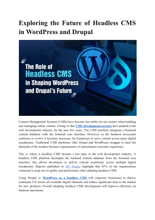 Exploring the Future of Headless CMS in WordPress and Drupal