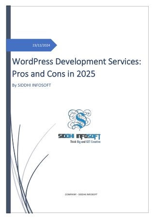 WordPress development services pros and cons in 2025 PDF