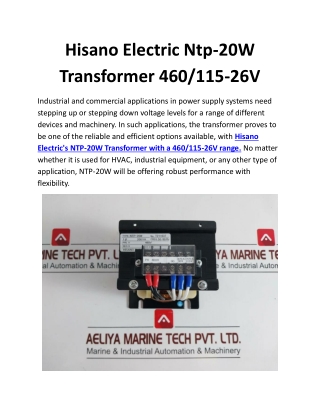 Hisano Electric Ntp-20W Transformer 460 115-26V (1)