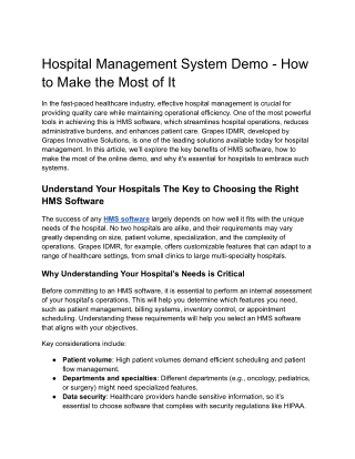 Hospital Management System Demo - How to Make the Most of It