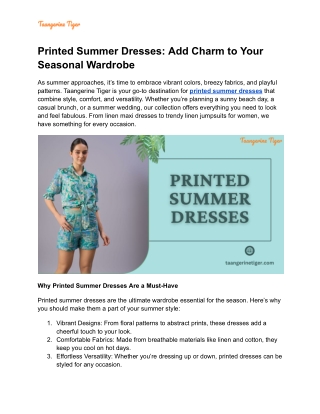 Printed Summer Dresses_ Add Charm to Your Seasonal Wardrobe