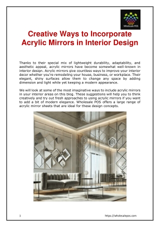 Creative Ways to Incorporate Acrylic Mirrors in Interior Design