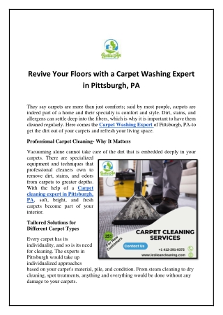 Carpet Washing Expert in Pittsburgh, PA