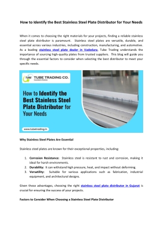 How to Identify the Best Stainless Steel Plate Distributor for Your Needs