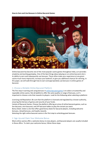 How to Earn and Use Bonuses in Online Baccarat Games