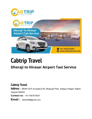 Dhoraji to Hirasar Airport Taxi Service