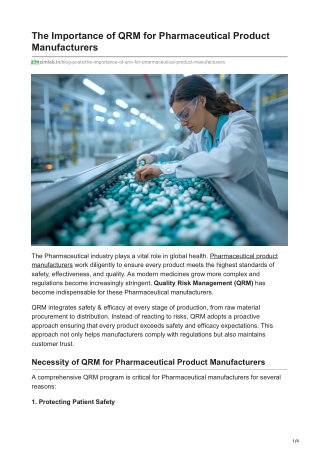 The Importance of QRM for Pharmaceutical Product Manufacturers - ZIM Labs