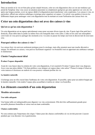 “Créer un coin dégustation chez soi avec des caisses à vins”