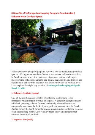 8 Benefits of Softscape Landscaping Design in Saudi Arabia - Enhance Your Outdoor Space