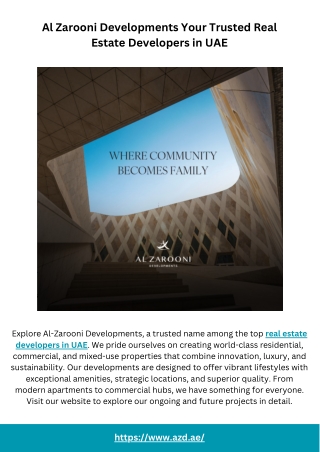 Al Zarooni Developments Your Trusted Real Estate Developers in UAE