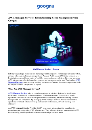 AWS Managed Services | Goognu