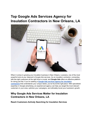 Top Google Ads Services Agency for Insulation Contractors in New Orleans, LA