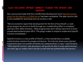 Gluu delivers OpenID Connect plugin for Apache Web Servers