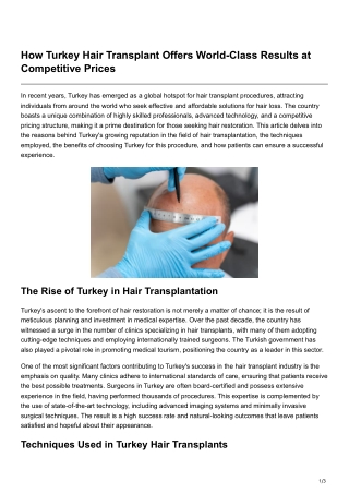 How Turkey Hair Transplant Offers World-Class Results at Competitive Prices