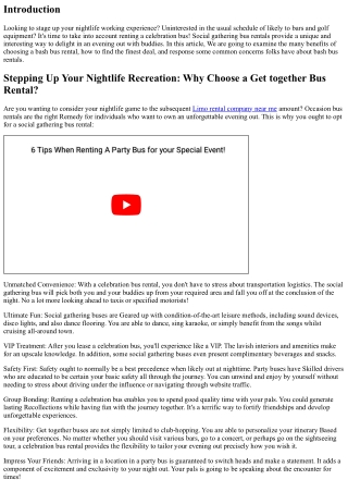 Stepping Up Your Nightlife Recreation: Why Select a Party Bus Rental?