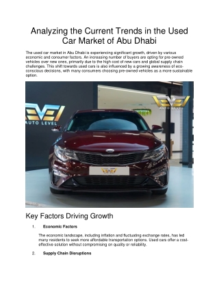 Analyzing the Current Trends in the Used Car Market of Abu Dhabi