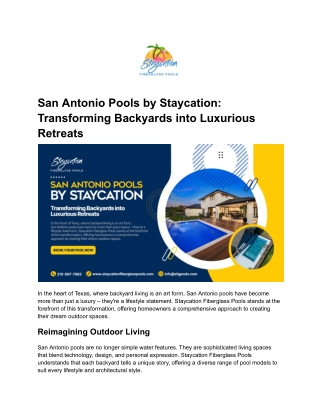 San Antonio Pools by Staycation- Transforming Backyards into Luxurious Retreats