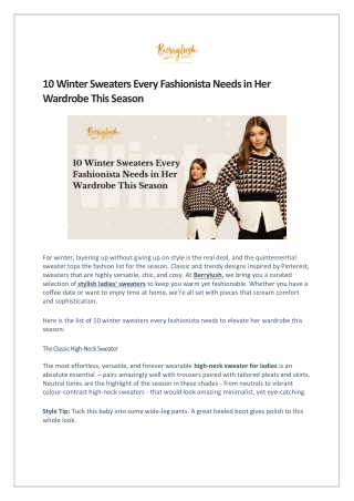 10 Winter Sweaters Every Fashionista Needs in Her Wardrobe This Season