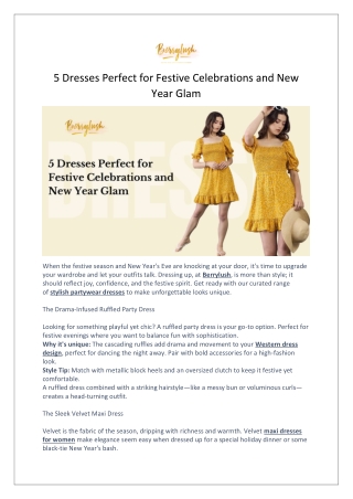 5 Dresses Perfect for Festive Celebrations and New Year Glam