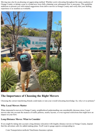 Navigating Your Next Move: Top Tips from Orange County Movers for a Stress-Free