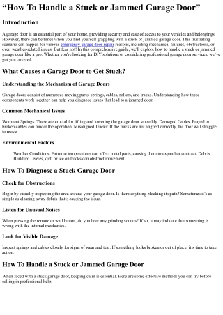 “How To Handle a Stuck or Jammed Garage Door”