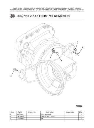 JCB 540-170 Telescopic Handlers (Loadall) Parts Catalogue Manual Instant Download (SN 01186000-01200999, 01422000-014419